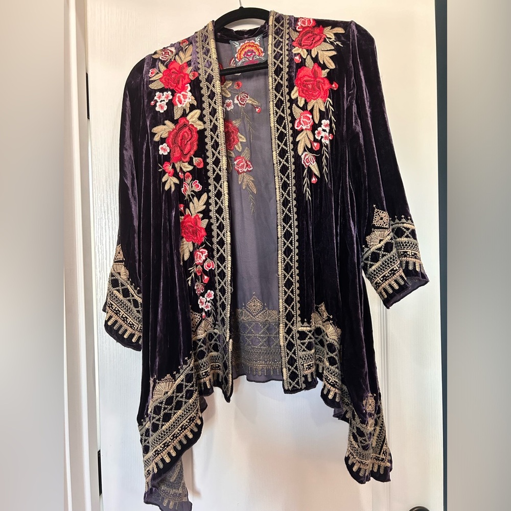 Johnny Was velvet cardigan.  Gently used, perfect condition.